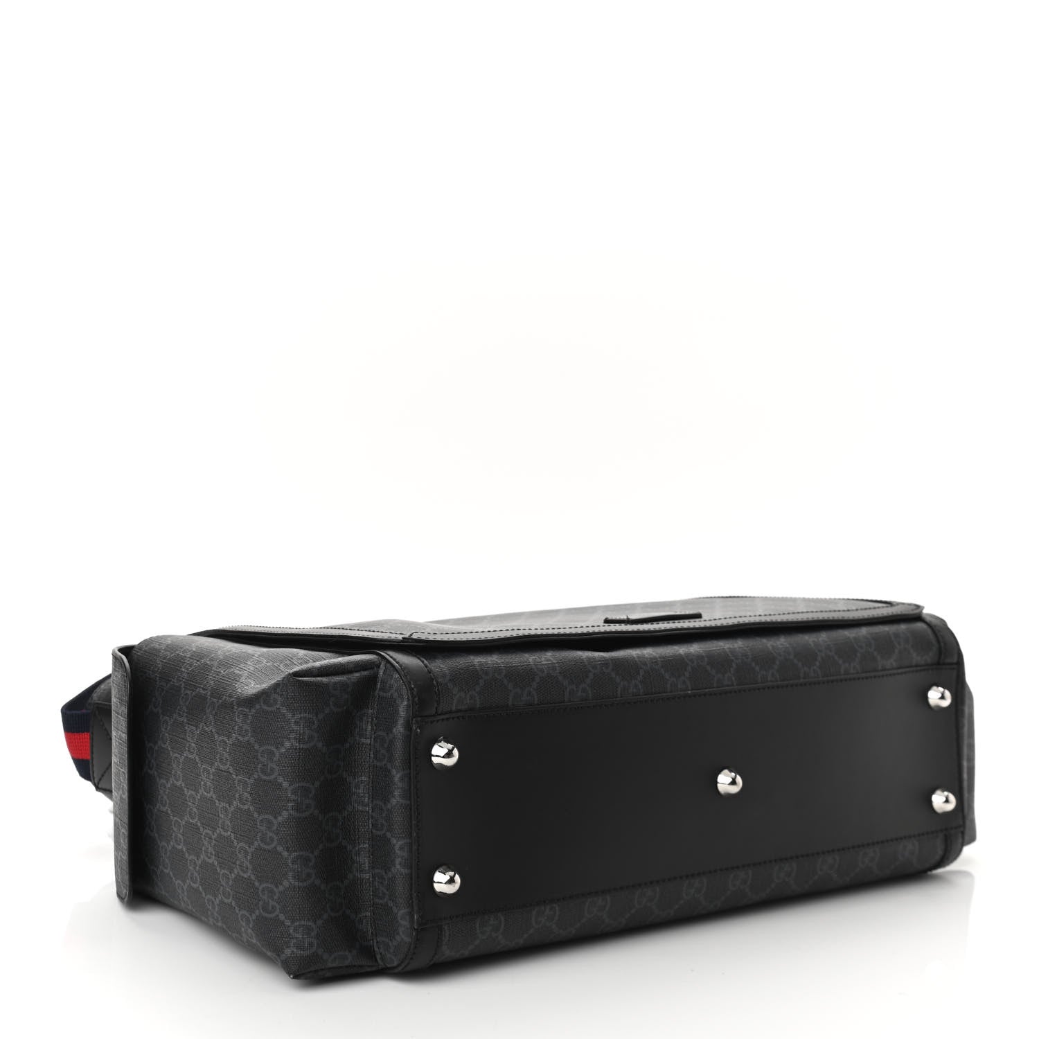 Gucci GG Supreme Monogram Web Messenger Diaper Bag Black Grey 4 of 10