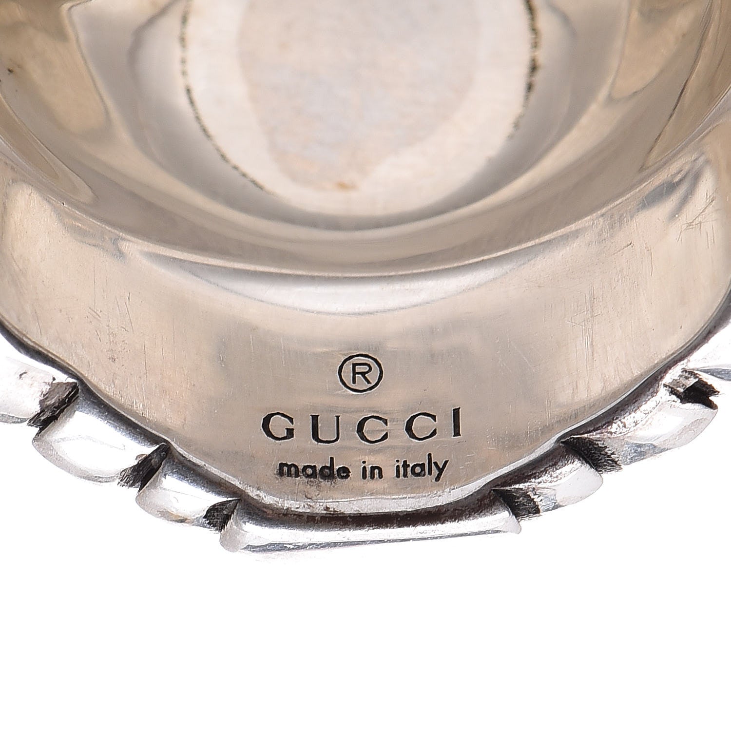 Gucci Sterling Silver Large Garden Ring Green 63 10.25 6 of 7