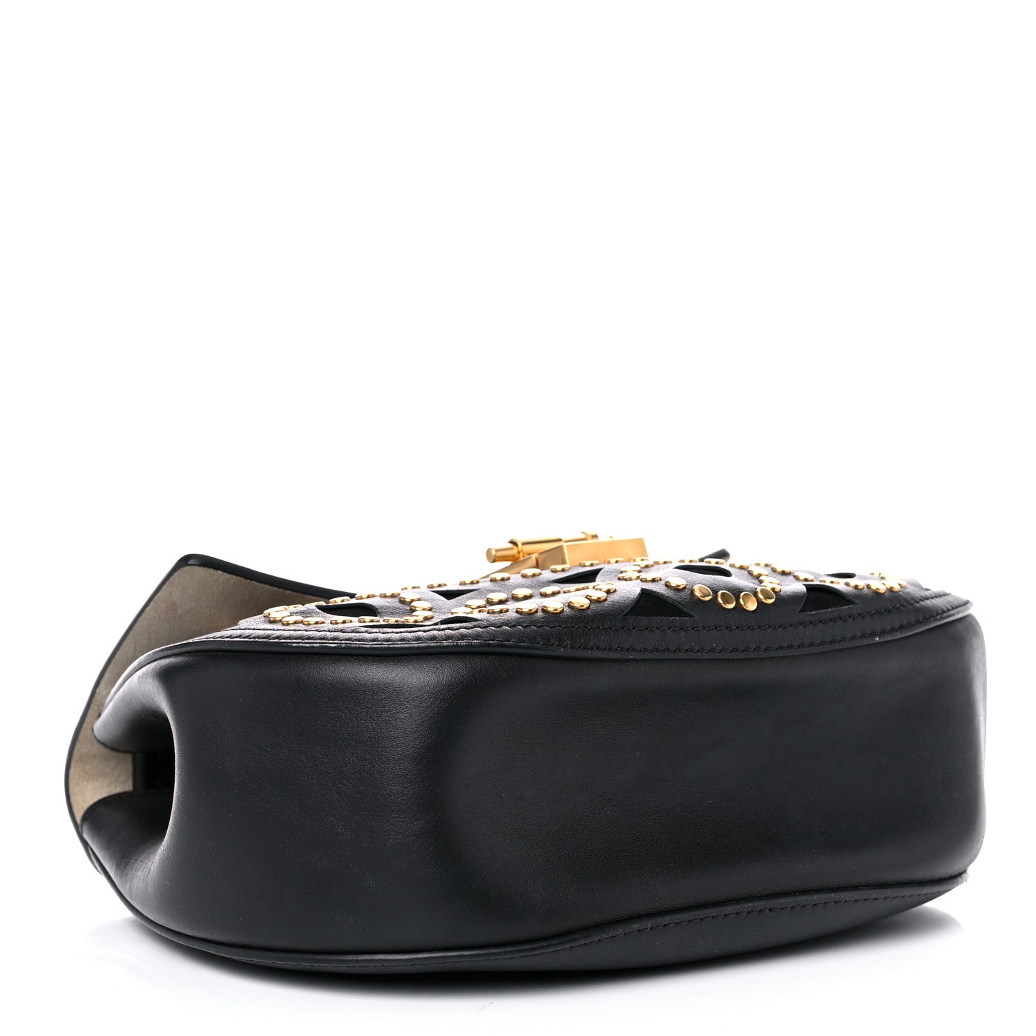 Chloe Calfskin Suede Studded Drew Shoulder Bag Black 4 of 17