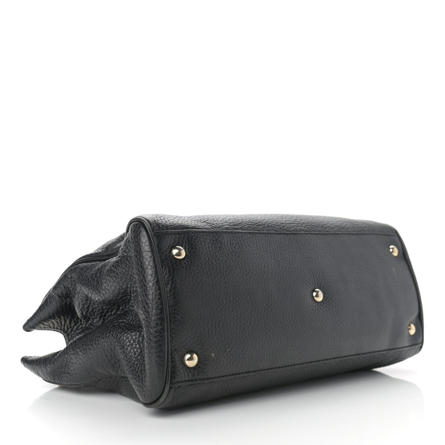 Pebbled Calfskin Medium Bamboo Shopper Tote Black