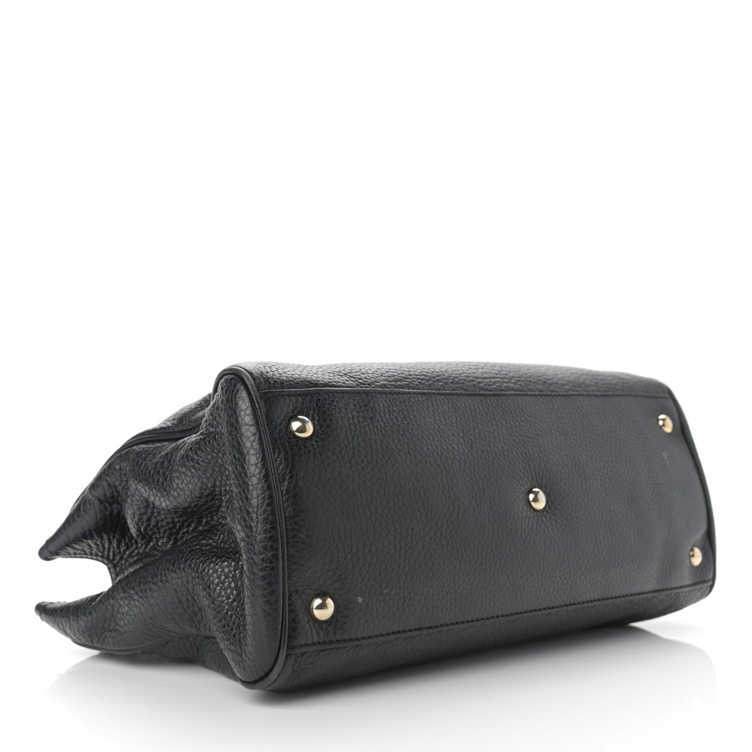 Gucci Pebbled Calfskin Medium Bamboo Shopper Tote Black 3 of 12
