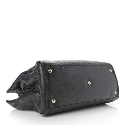 Gucci Pebbled Calfskin Medium Bamboo Shopper Tote Black 3 of 12