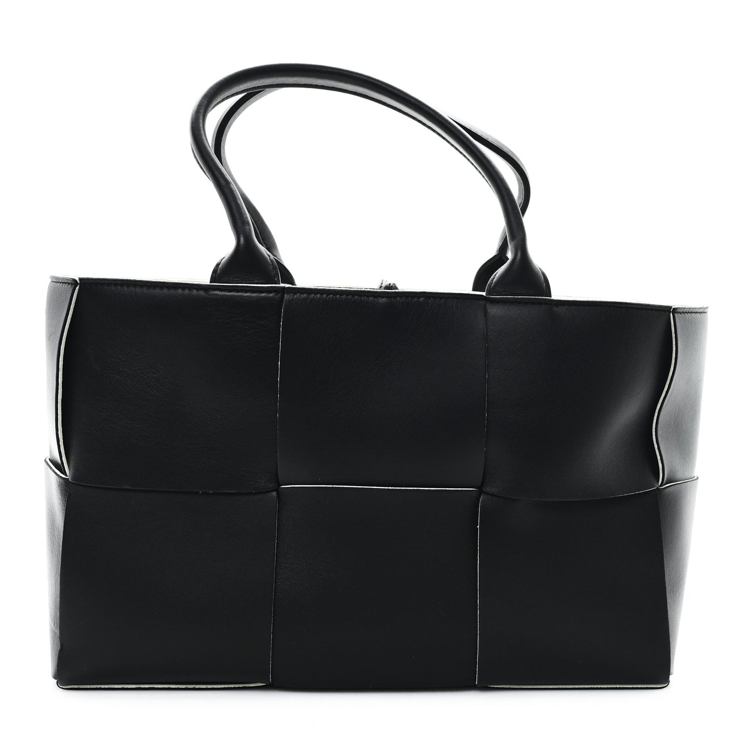 Nappa Maxi Intrecciato Small Arco Tote Black White
