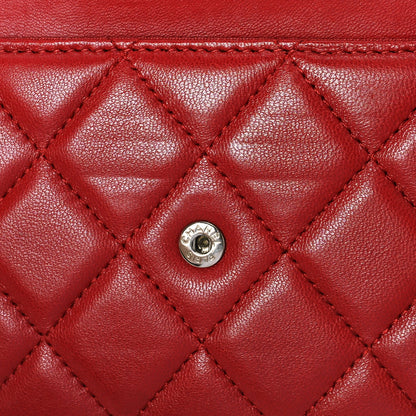 Chanel Lambskin Quilted Wallet On Chain WOC Red 11 of 12