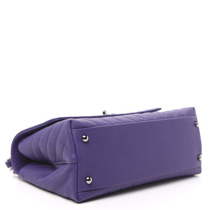 Chanel Caviar Chevron Quilted Small Coco Handle Flap Purple 5 of 12