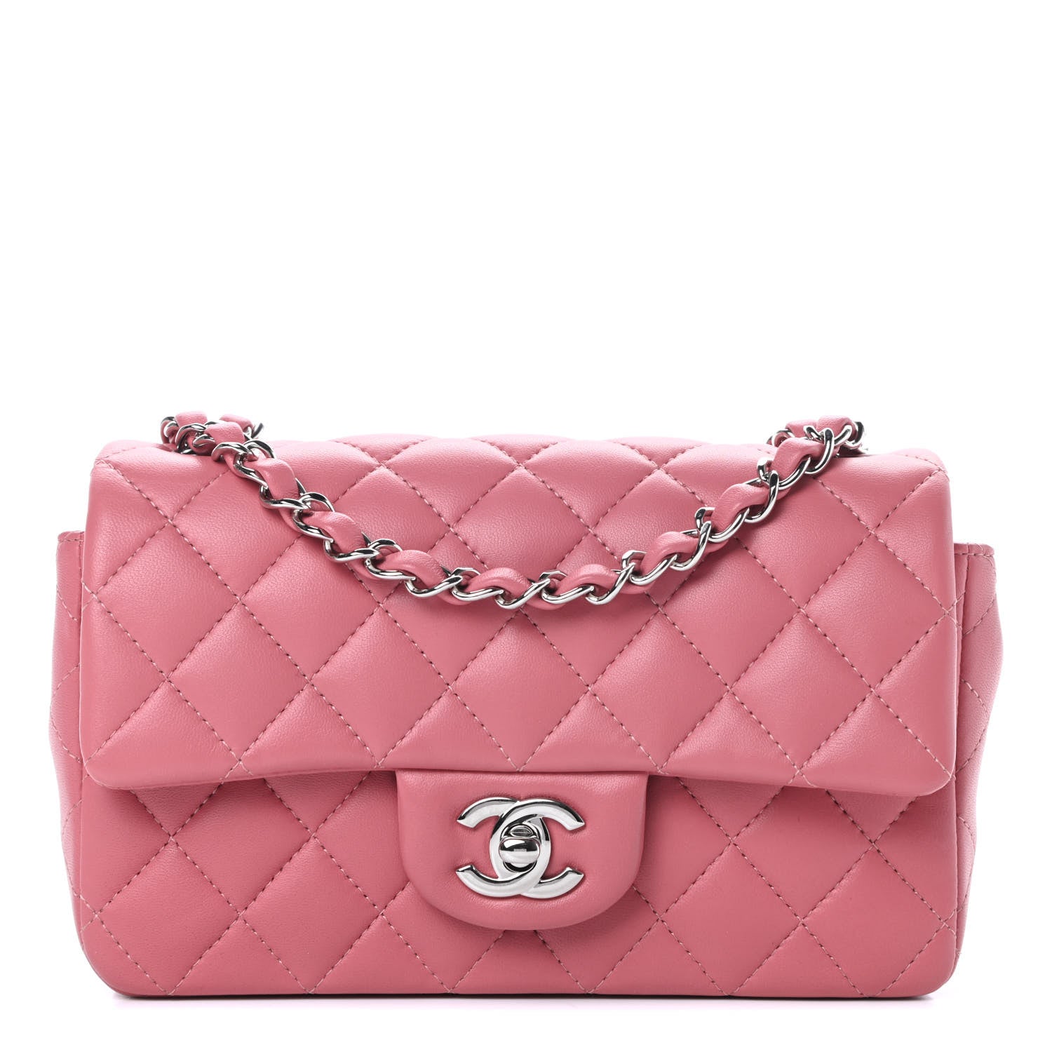 Chanel Lambskin Quilted Mini Rectangular Flap Pink 1 of 10