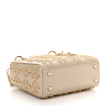 Christian Dior Metallic Lambskin Crystal Cannage Mini Lady Dior Platinum 4 of 9