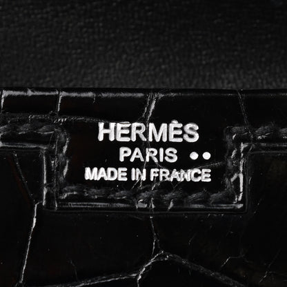 Hermes Shiny Niloticus Crocodile Jige Elan 29 Clutch Black 6 of 6