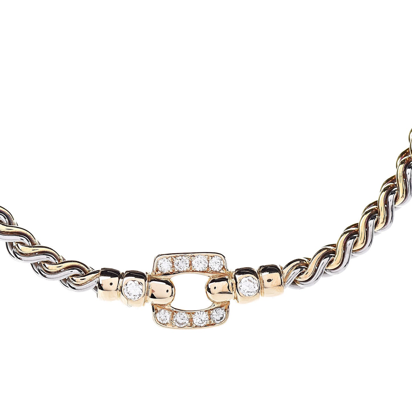 18K Yellow Gold Stainless Steel Diamond Station Necklace