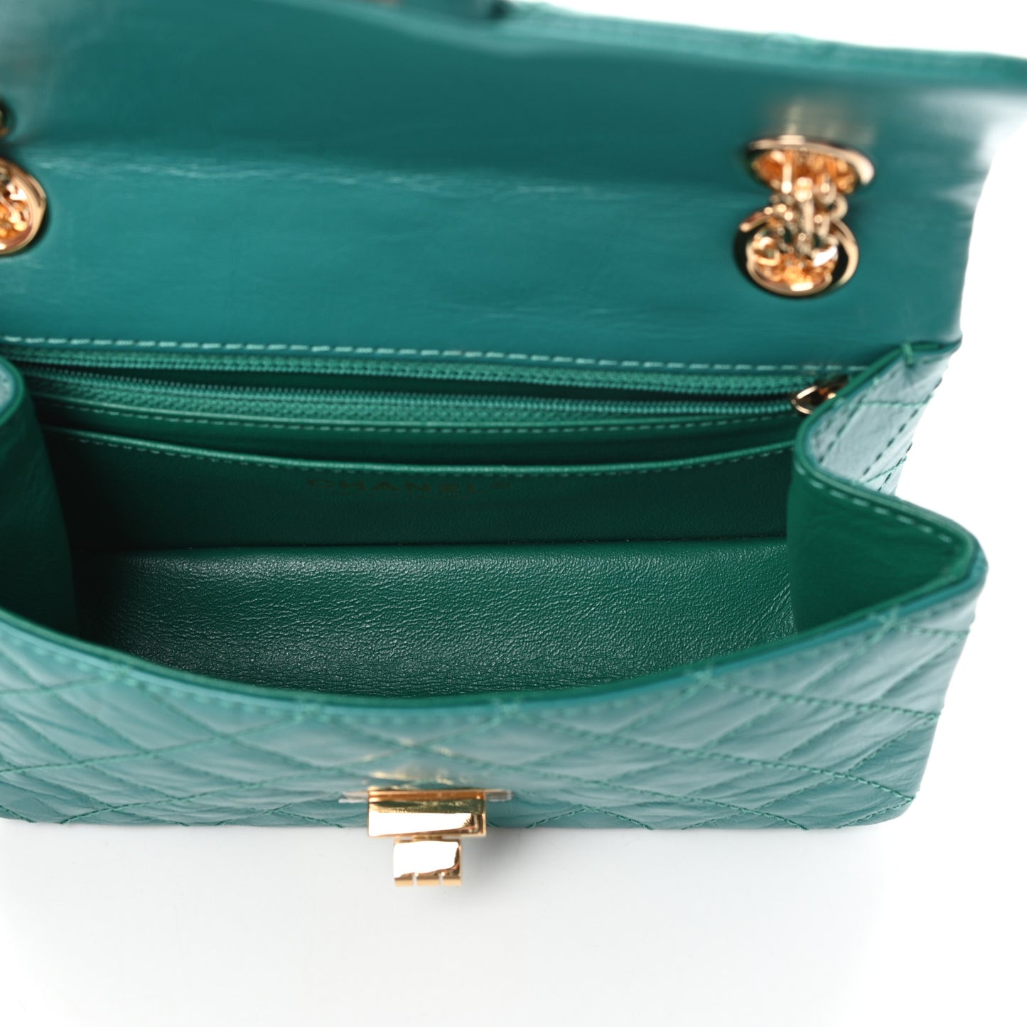 Aged Calfskin Quilted 2.55 Reissue Mini Flap Green