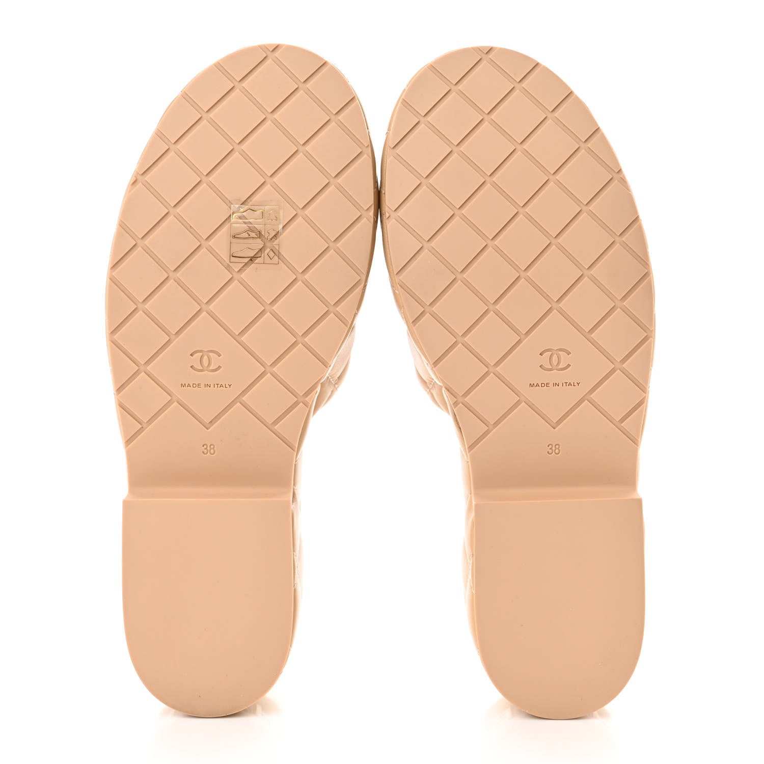 Chanel Lambskin Quilted CC Mules Wedge Sandals 38 Beige 6 of 11