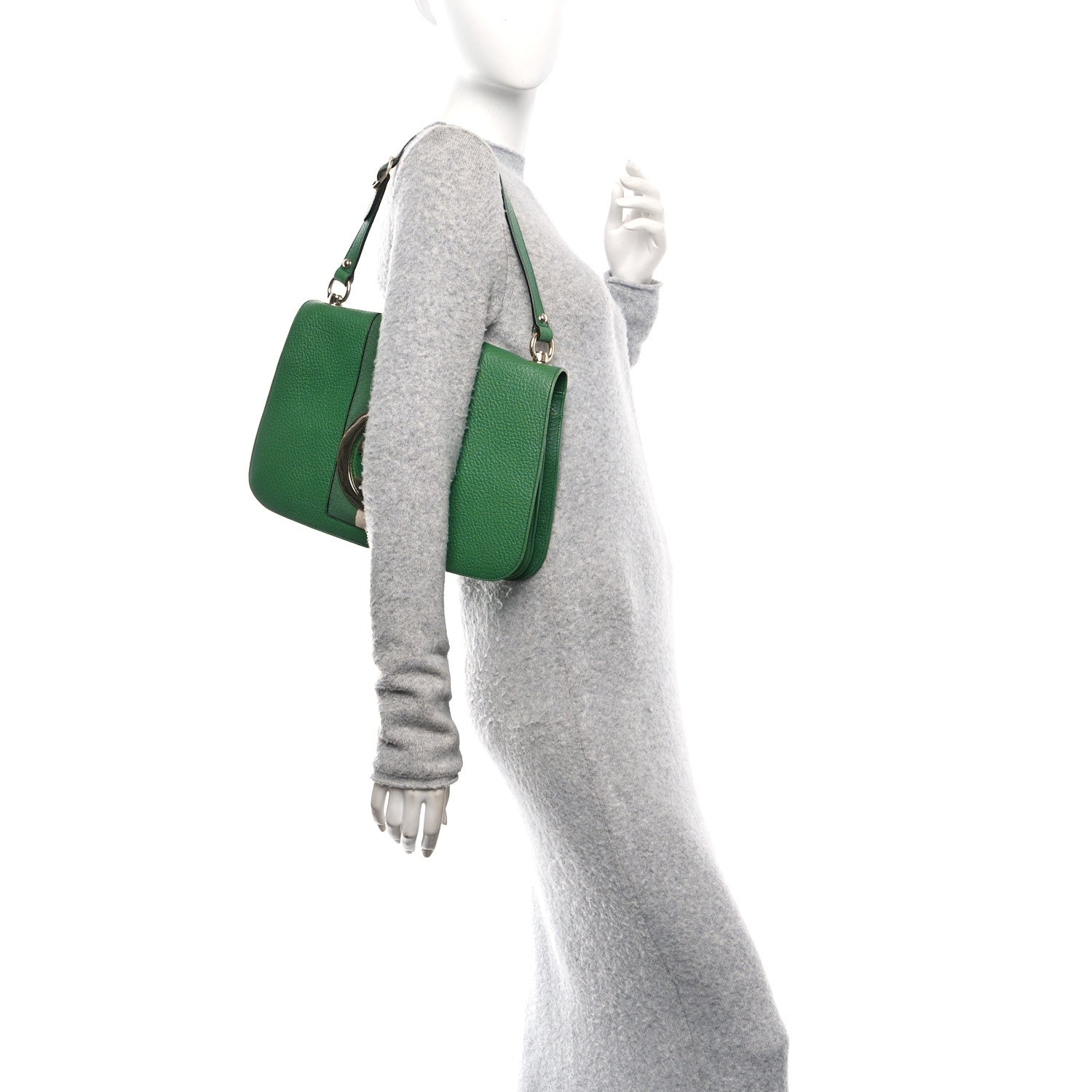 Gucci Pebbled Calfskin Web Blondie Hobo Green 2 of 12