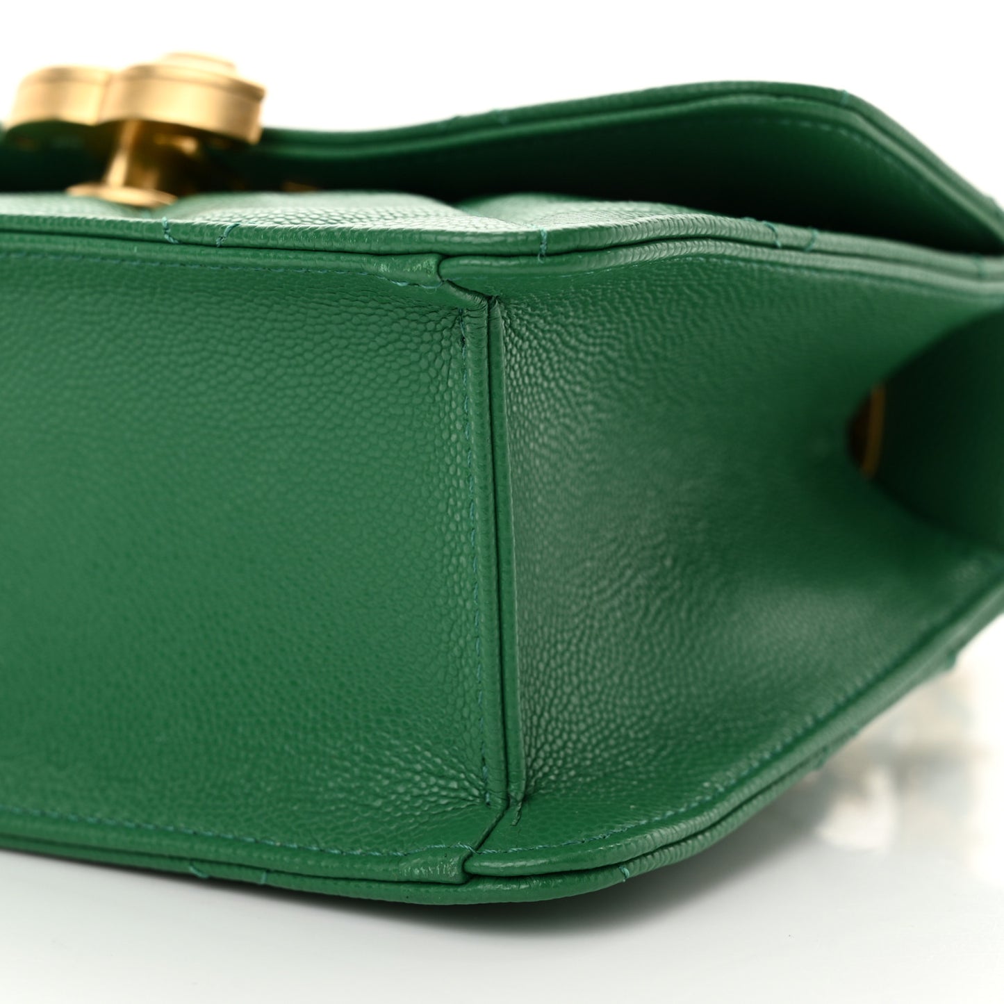 Caviar Quilted Mini CC Flap Green