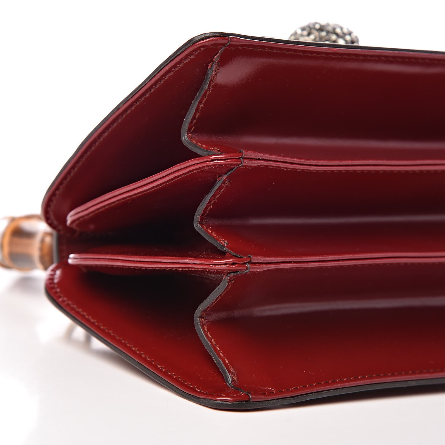 Gucci Calfskin Lisse Cornice Crystal Mini Thiara Top Handle Bag Cerise Red Gold Multicolor 15 of 16