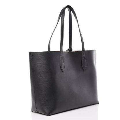 Burberry Grainy Calfskin Haymarket Check Medium Reversible Tote Black 3 of 21