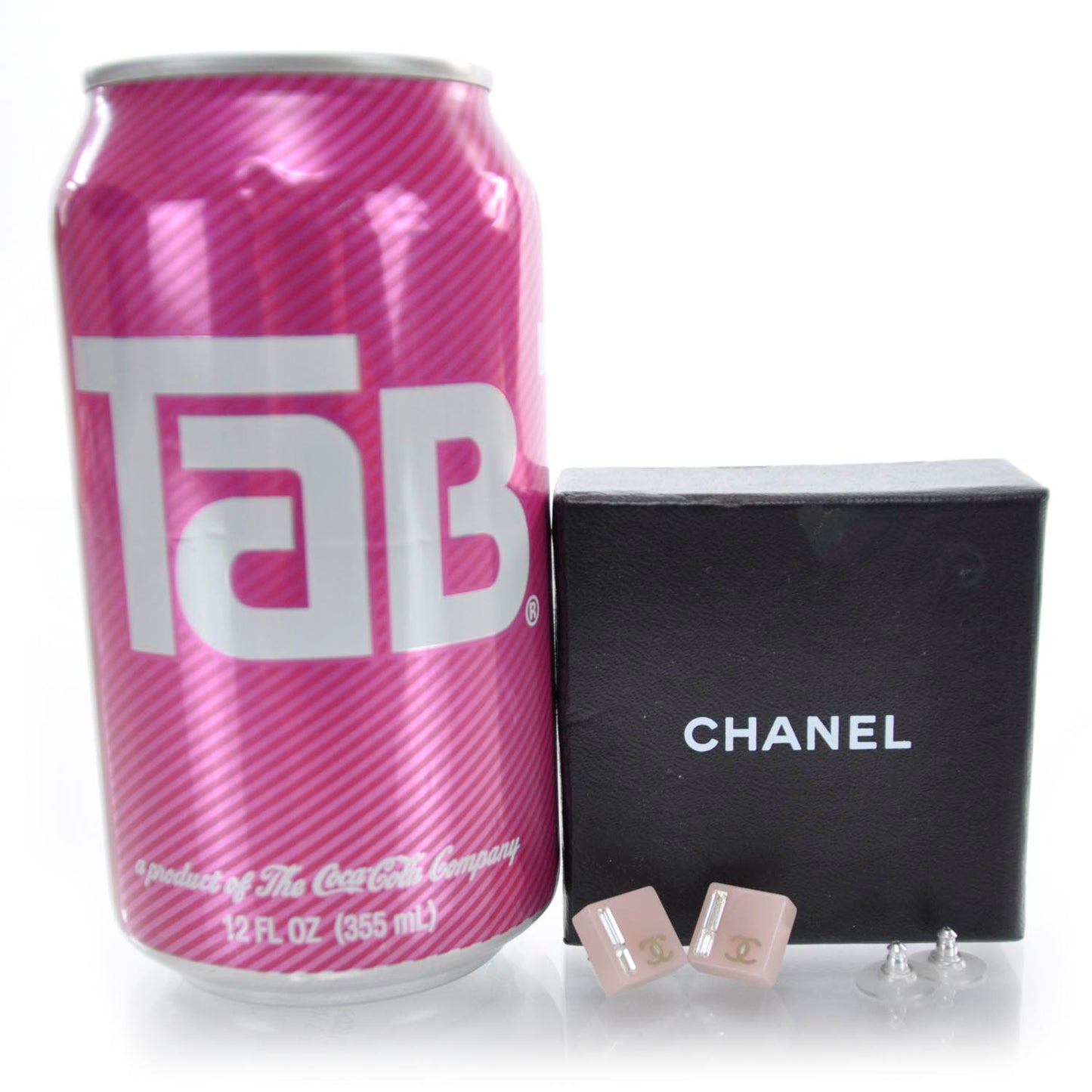 Resin Baguette Crystal Geometric Square CC Earrings Pink
