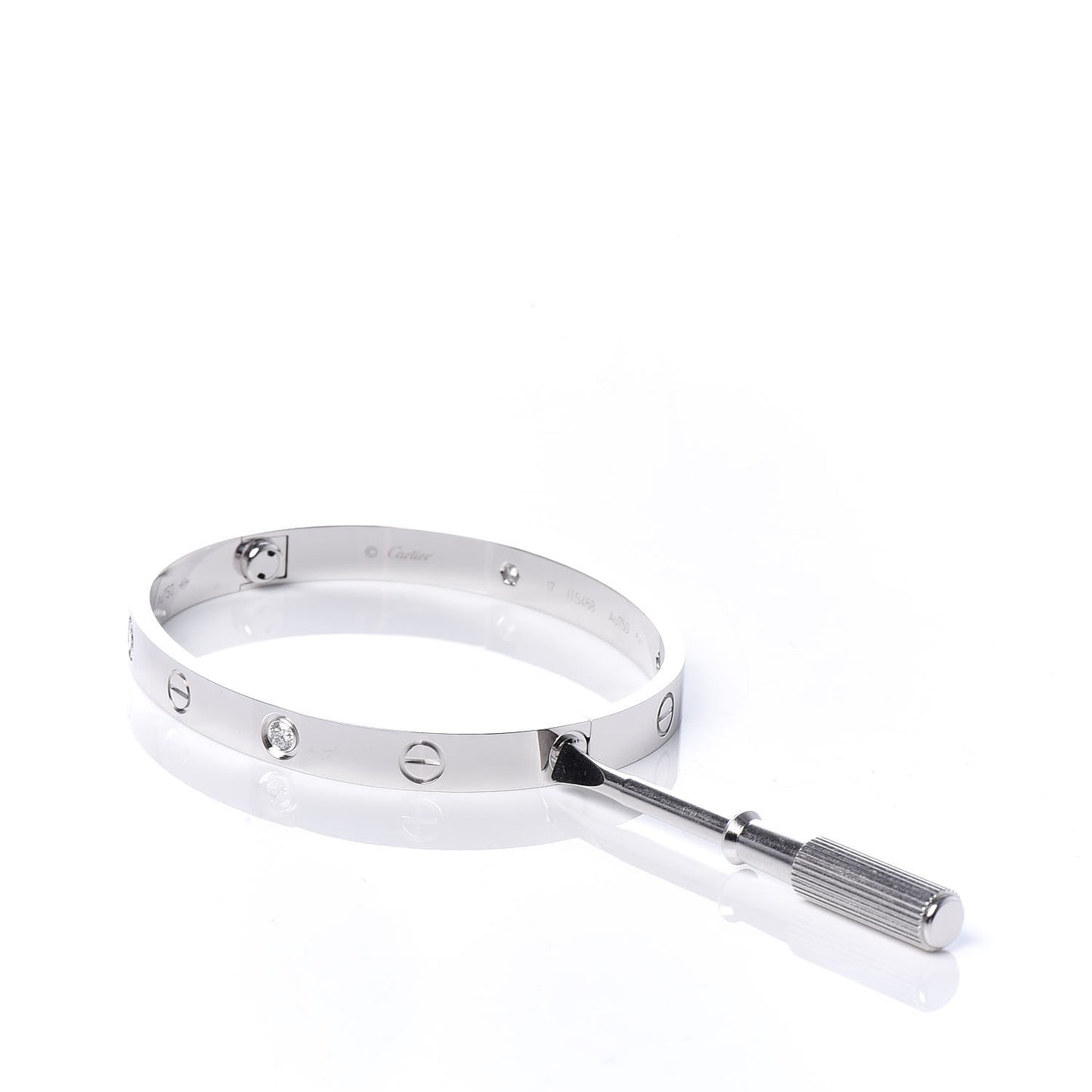 18K White Gold 4 Diamond LOVE Bracelet 17