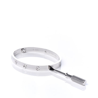 Cartier 18K White Gold 4 Diamond LOVE Bracelet 17 4 of 7