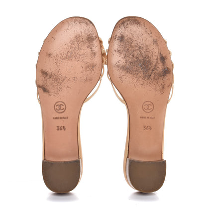 Chanel Lambskin CC Bow Sandals 36.5 Beige 7 of 11