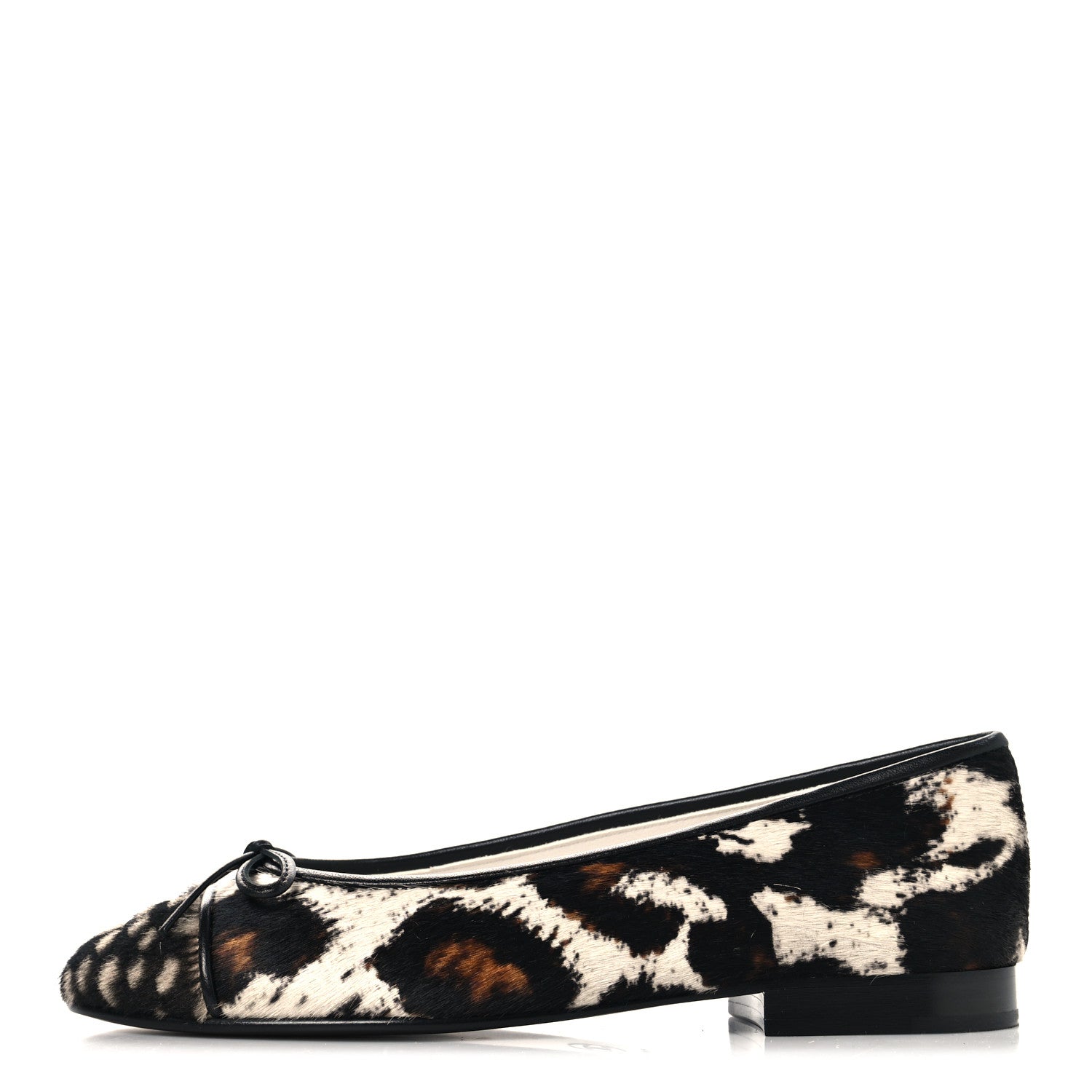 Chanel Pony Hair Calfskin Cap Toe CC Ballerina Flats 36 White Brown Black 1 of 10