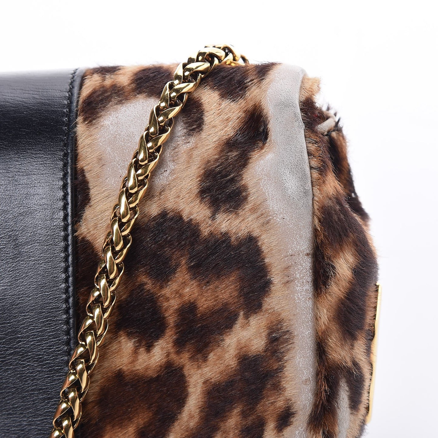 Calf Hair Leopard Print Sweet Charity Crossbody Bag