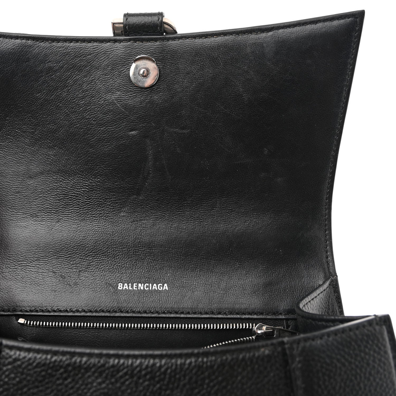 Balenciaga Grained Calfskin Small Hourglass Top Handle Bag Black 10 of 11