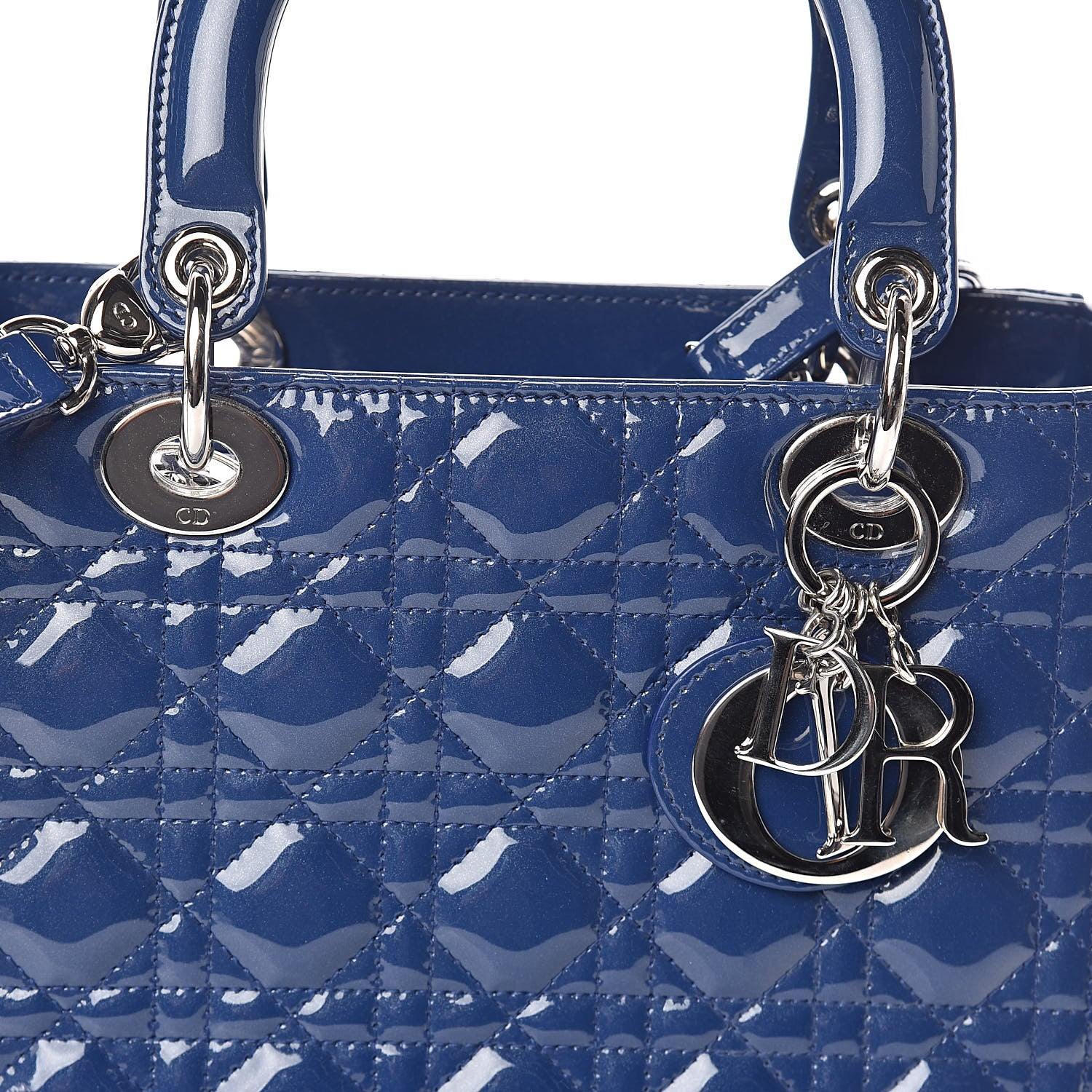 Christian Dior Patent Cannage Medium Lady Dior Blue 7 of 9