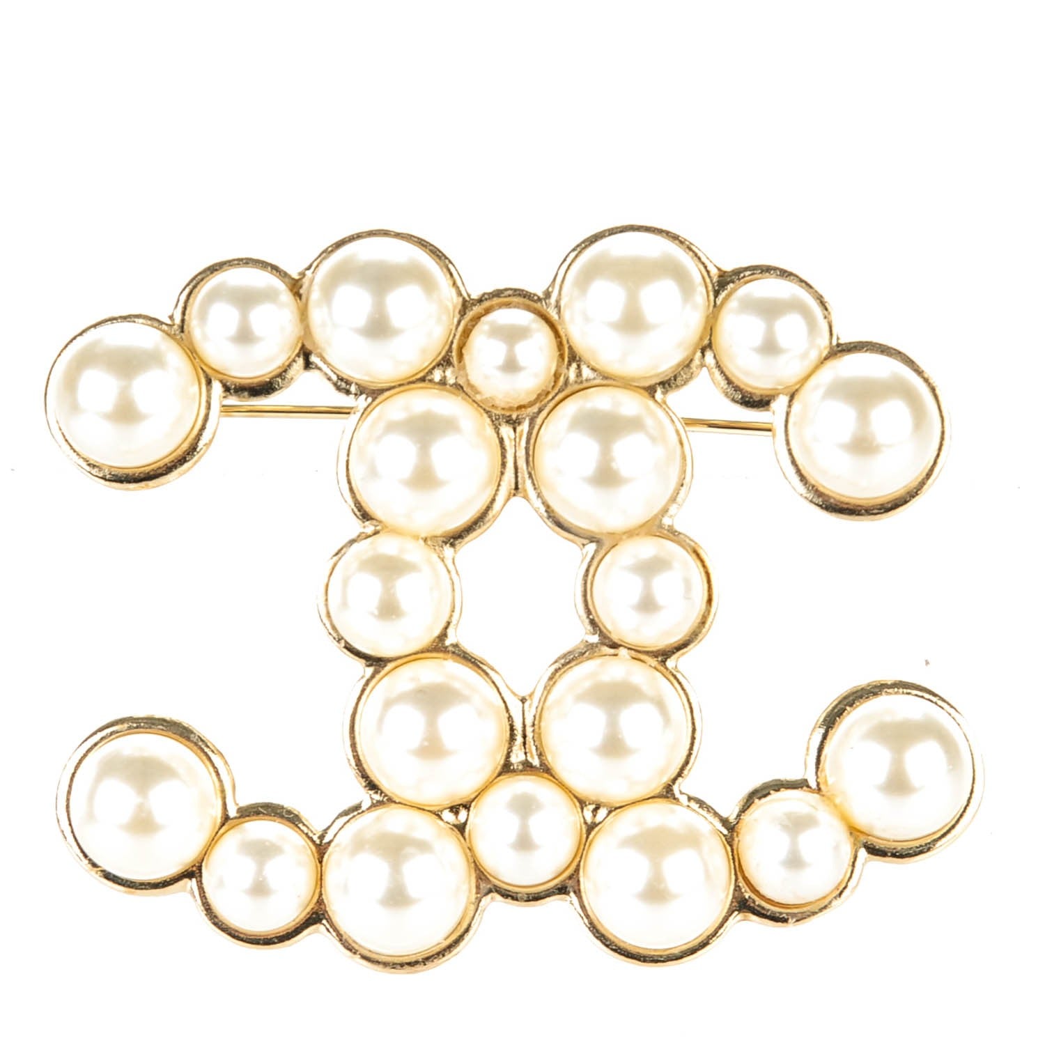 Chanel Pearl CC Brooch Gold Pearly White 1 of 5