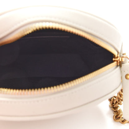 Saint Laurent Grain De Poudre Matelasse Chevron Quilted Round Vinyle Camera Bag Blanc Vintage 5 of 9