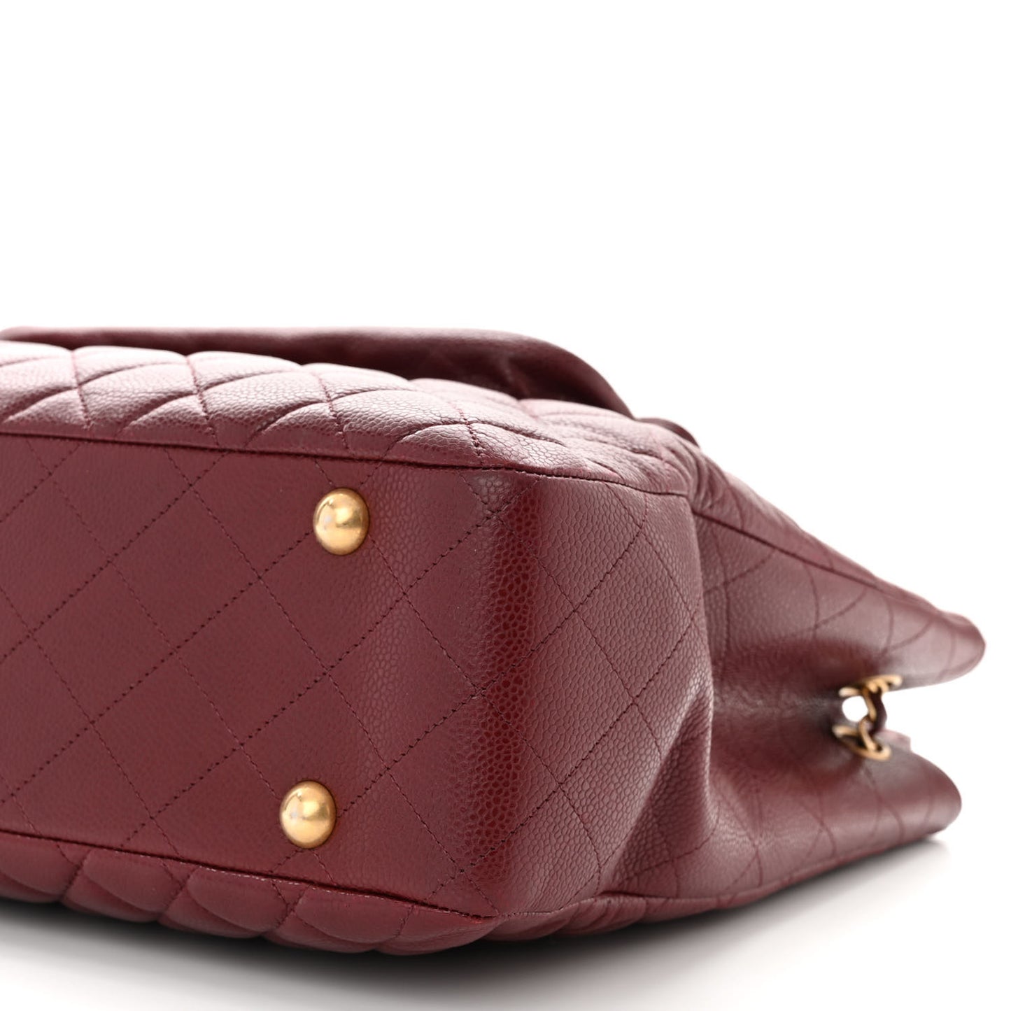 Calfskin Quilted Large Flap Shopping Tote Burgundy