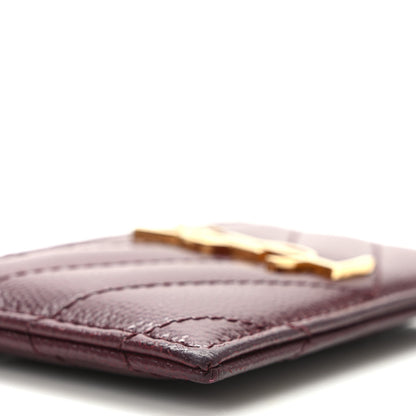 Saint Laurent Grain De Poudre Matelasse Chevron Cassandre Credit Card Case Bordeaux 8 of 10