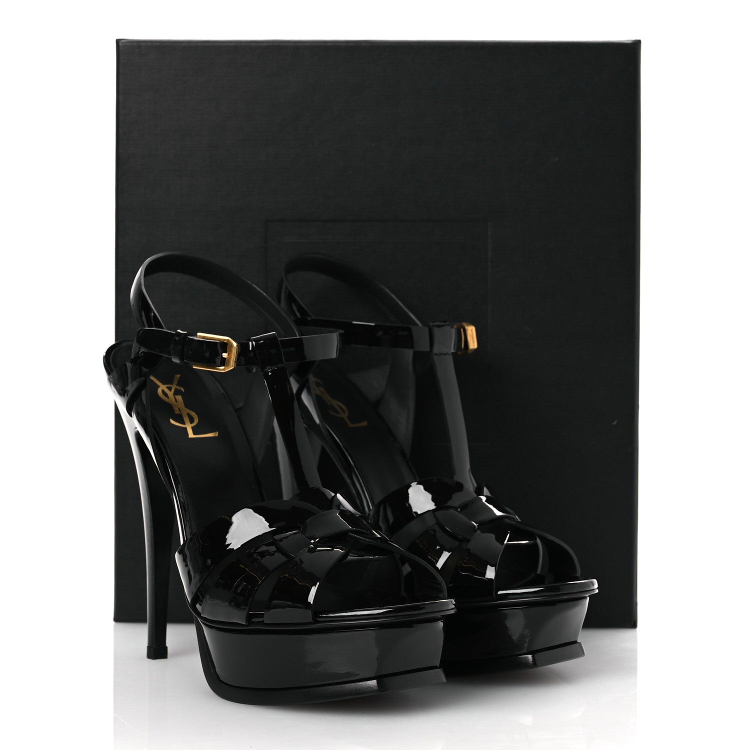 Saint Laurent Patent Tribute 105 Platform Sandals 38.5 Black 11 of 11