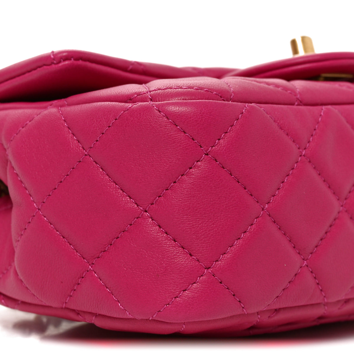 Lambskin Quilted Mini Rectangular Pearl Crush Flap Fuchsia
