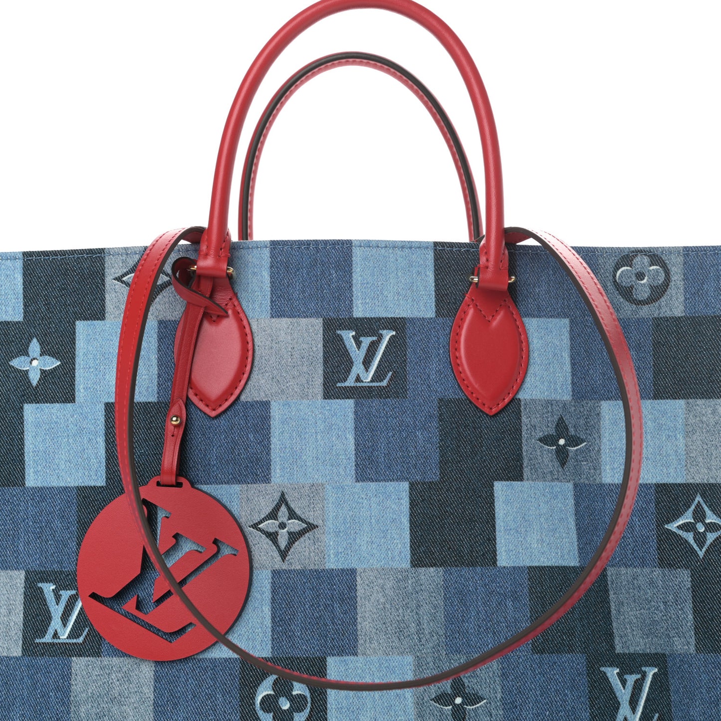 Denim Damier Monogram Onthego Blue Rouge
