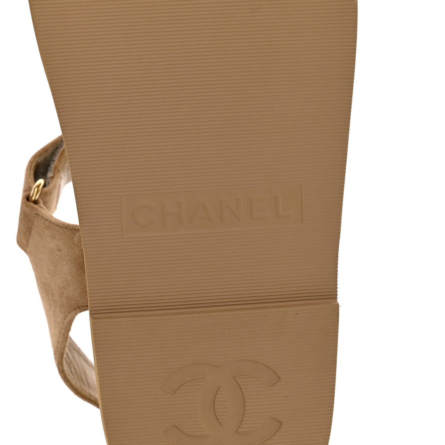 Chanel Suede Calfskin Velcro Dad Sandals 37.5 Beige 7 of 12