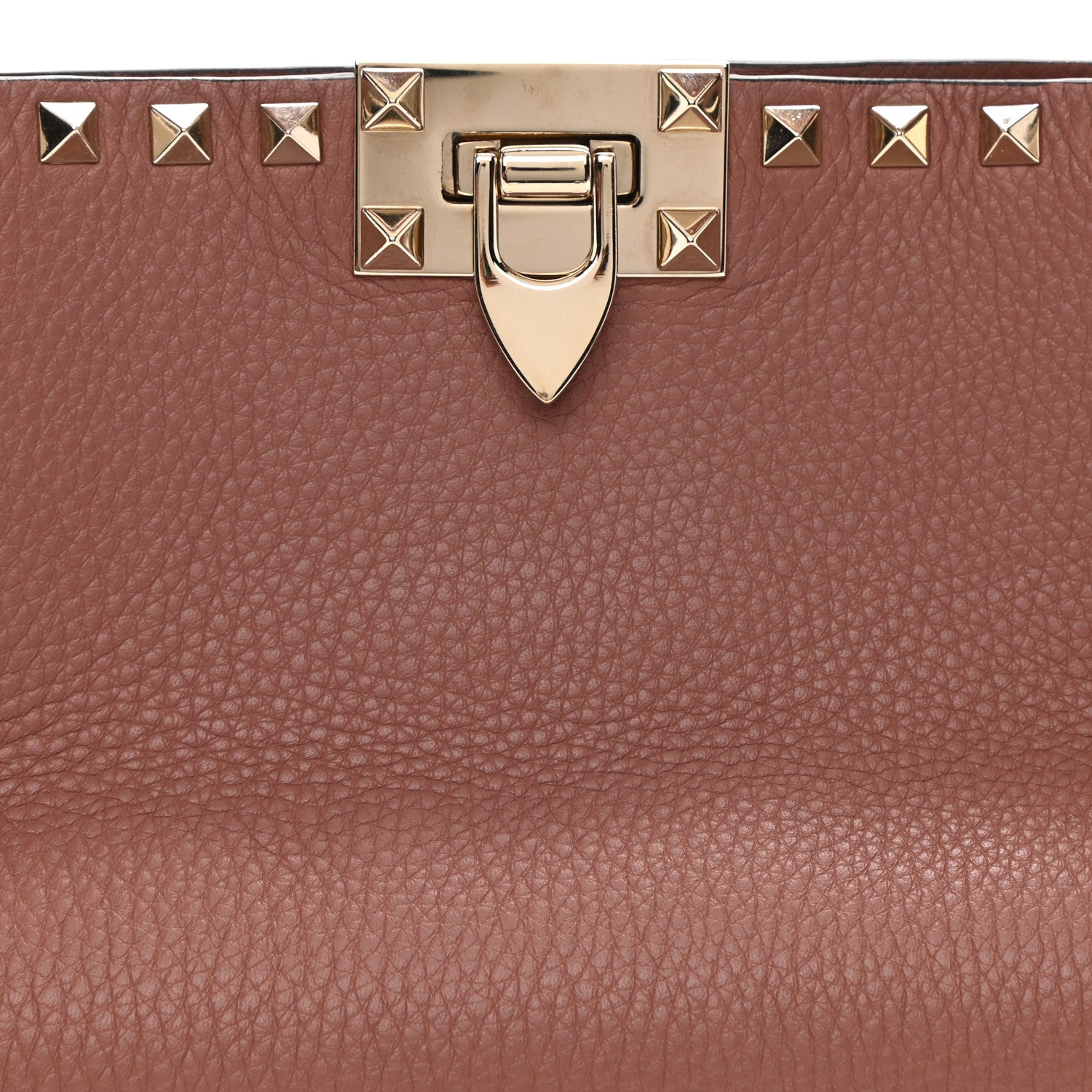 Valentino Garavani Pebbled Calfskin Small Rockstud Flip Lock Hobo Dark Nude 7 of 7