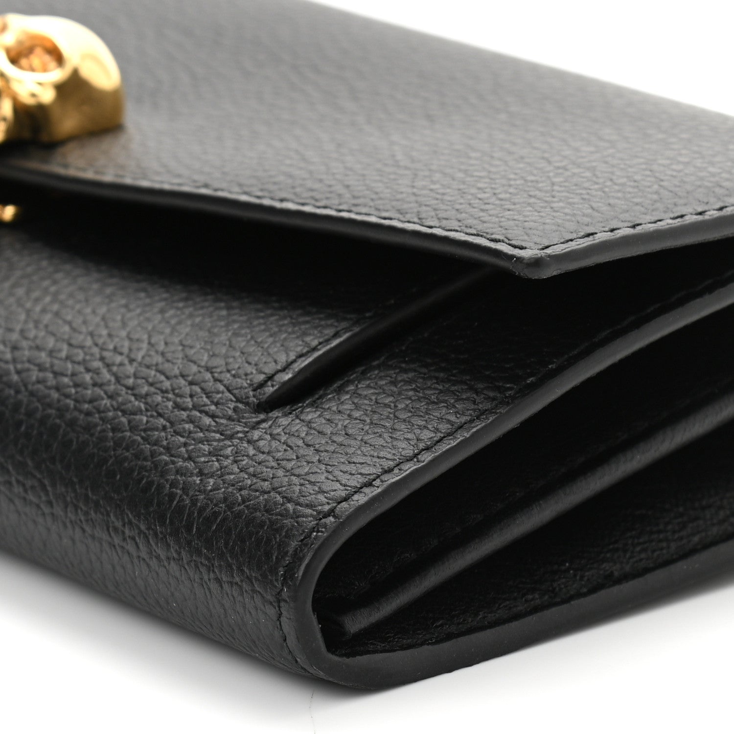 Alexander McQueen Pebbled Calfskin Skull Wallet on Chain Black 9 of 9