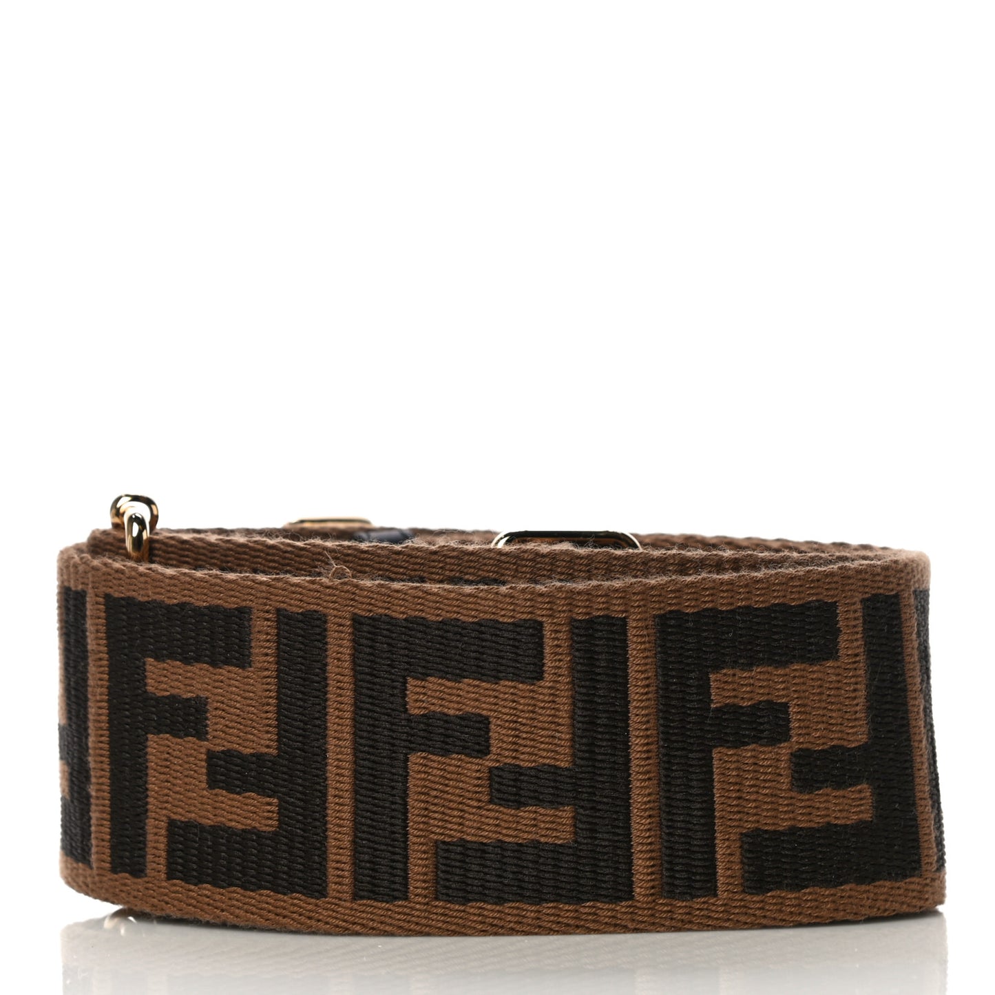 Ribbon Vitello Seta FF 1974 Adjustable Strap You Fango Marrone Black
