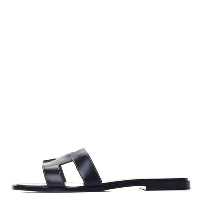 Hermes Box Calfskin Oran Sandals 40.5 Black 1 of 9
