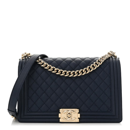 Chanel Caviar Quilted New Medium Boy Flap Navy 1 of 10