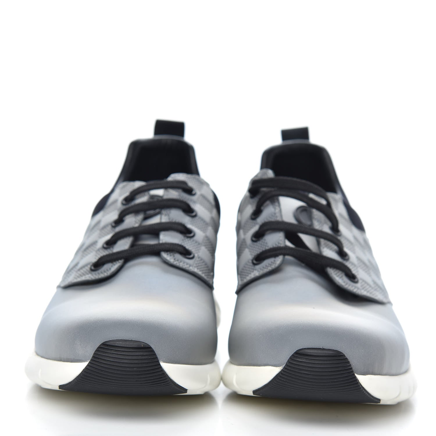 Louis Vuitton Nylon Suede Damier Fastlane Low Sneakers 7.5 Grey Black 2 of 8