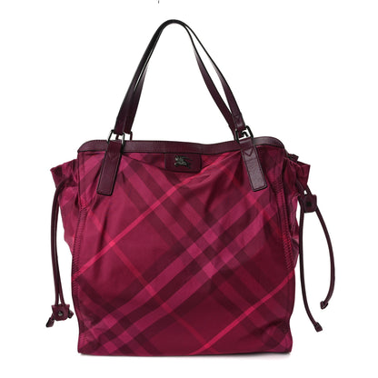 Burberry Nylon Check Small Buckleigh Packable Tote Bright Burgundy 1 of 12