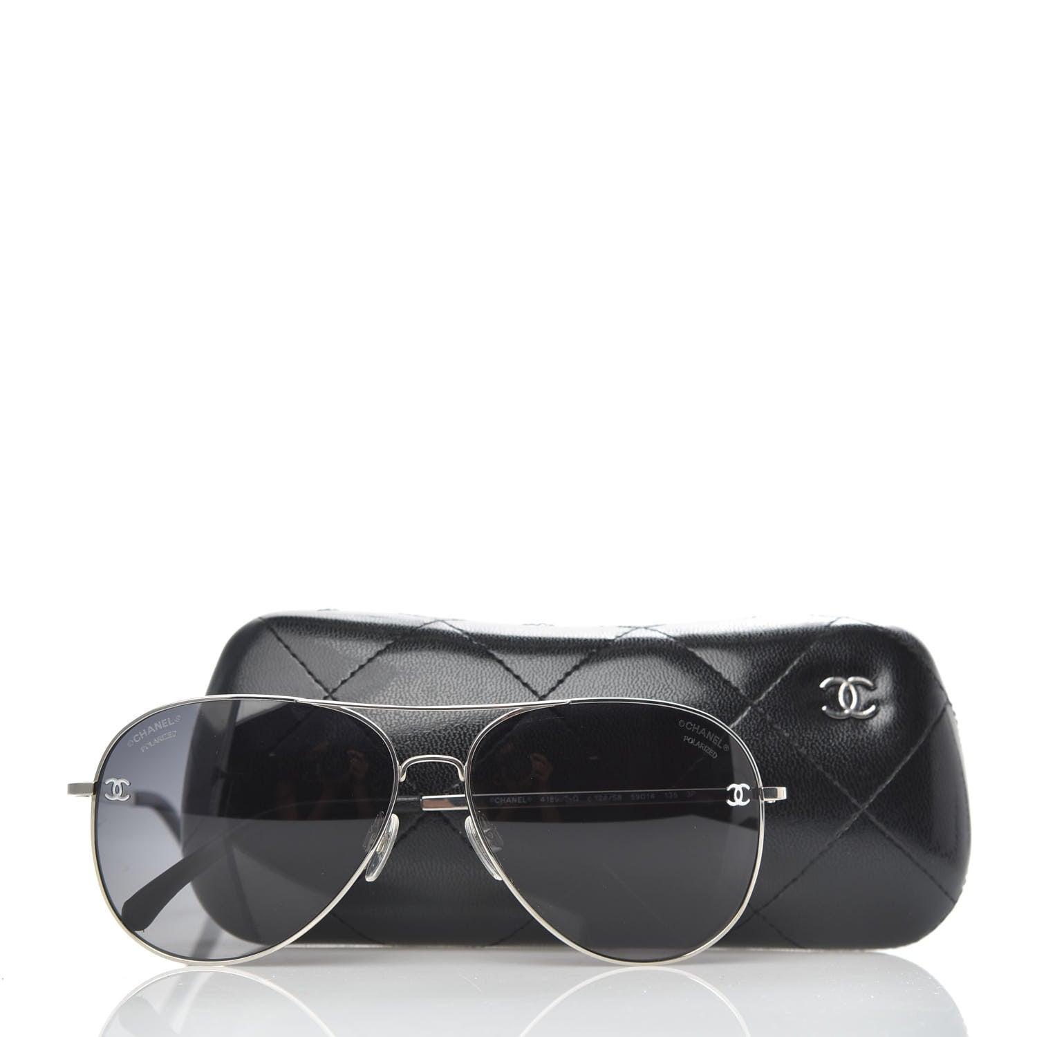 Chanel Polarized CC Aviator Sunglasses 4186-T-Q Silver 8 of 8