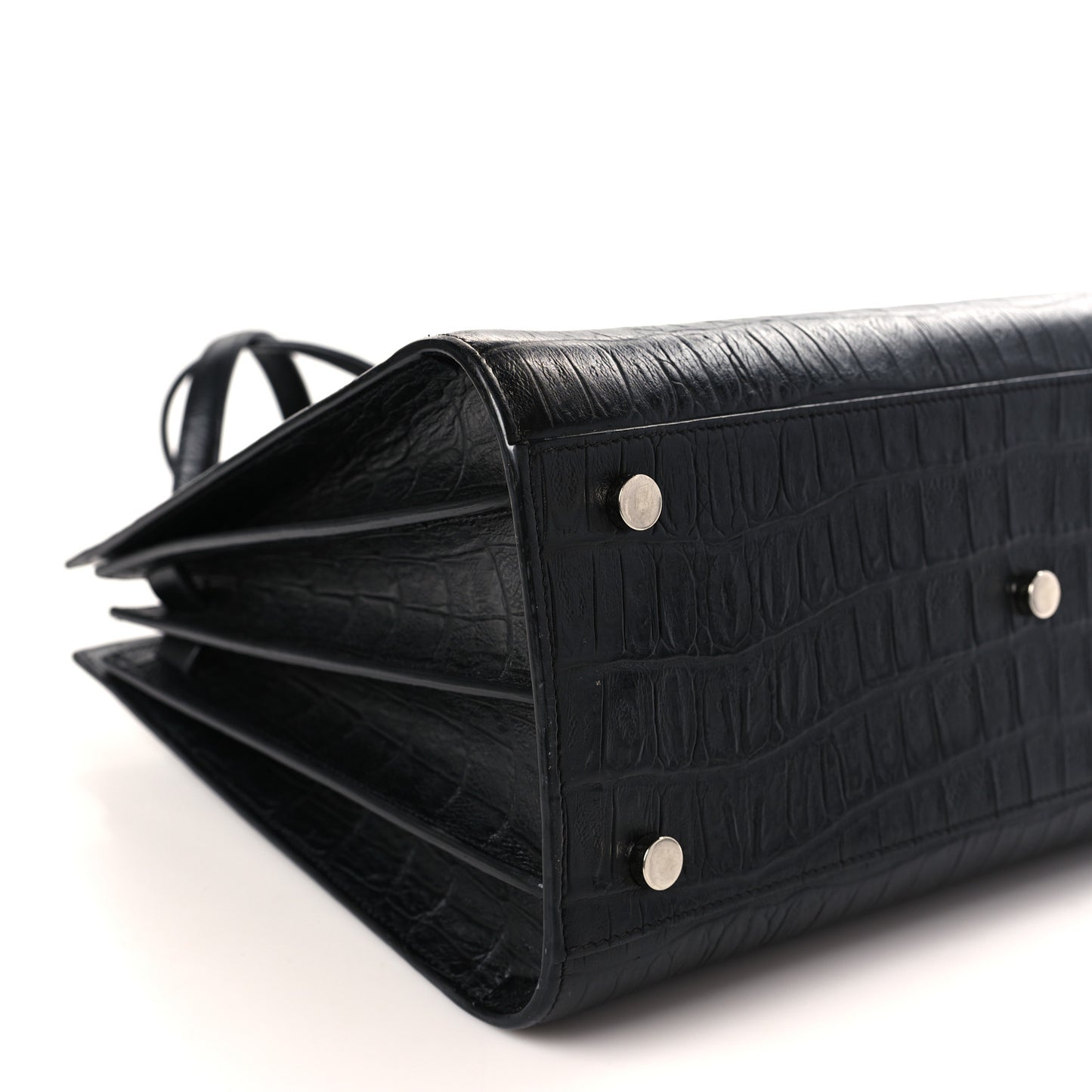 Calfskin Crocodile Embossed Small Sac de Jour Black