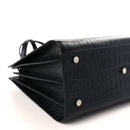 Saint Laurent Calfskin Crocodile Embossed Small Sac de Jour Black 9 of 10