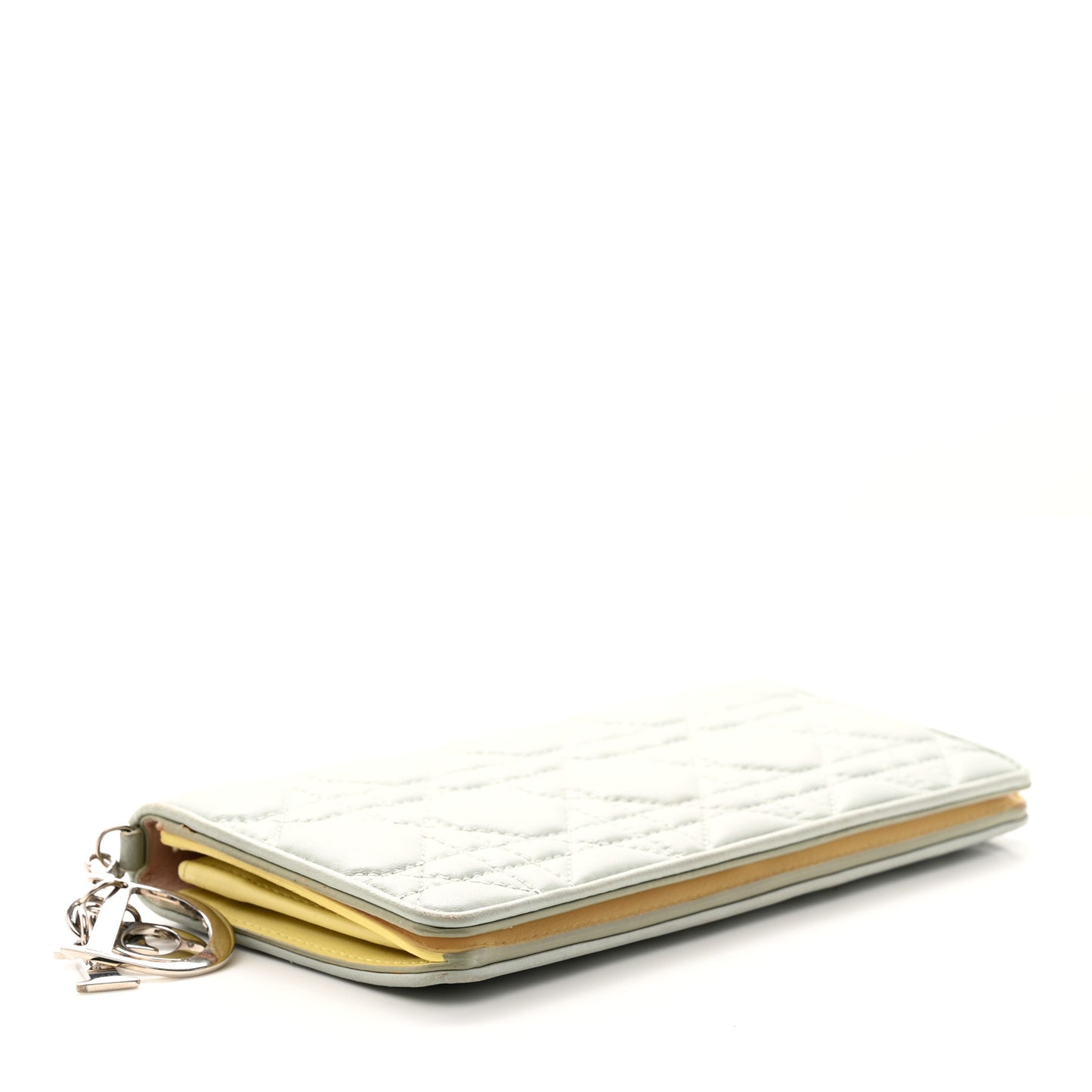 Lambskin Cannage Lady Dior Wallet Organizer Blue Pink Yellow