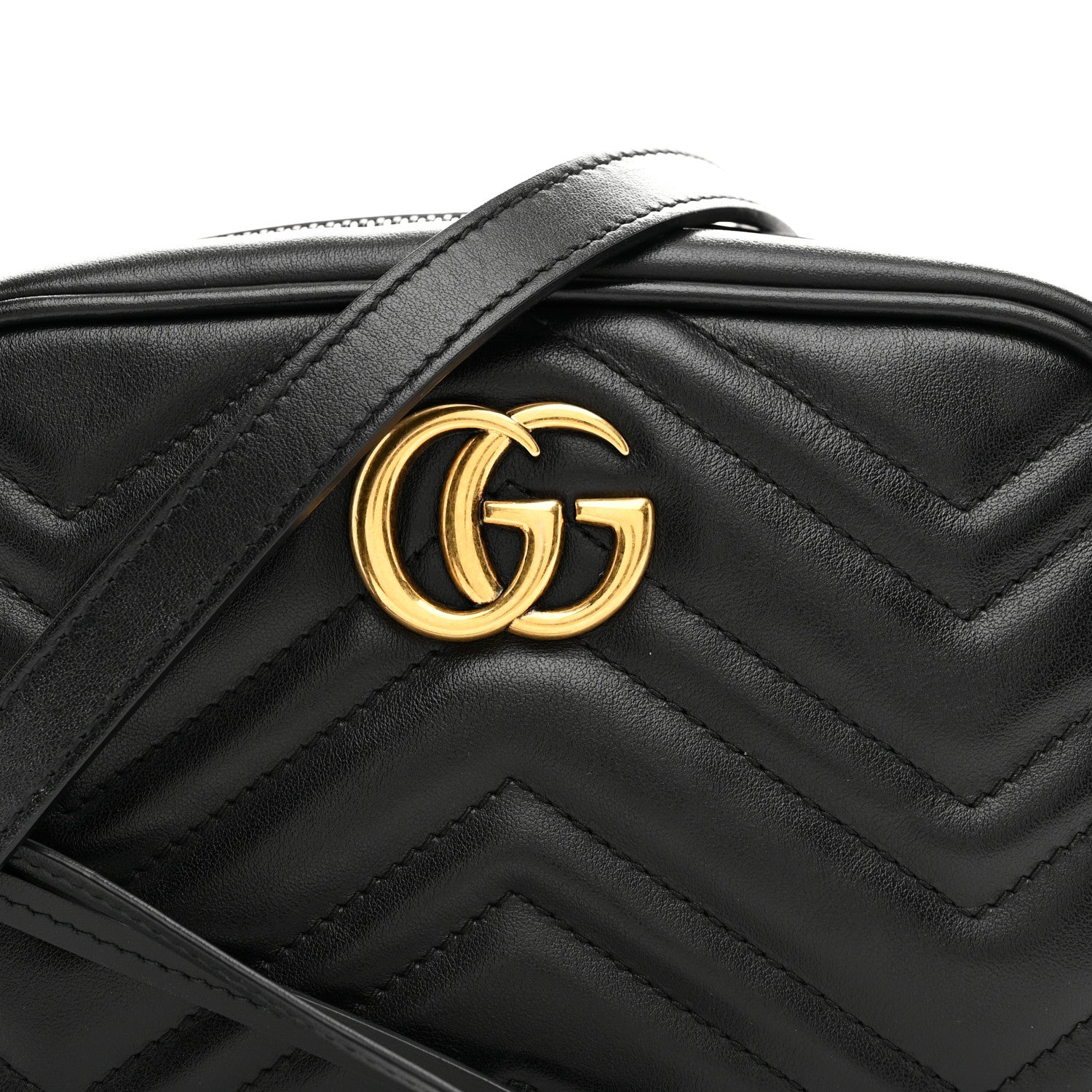 Gucci Calfskin Matelasse Mini GG Marmont Chain Shoulder Bag Black 7 of 9