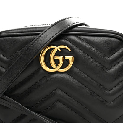 Gucci Calfskin Matelasse Mini GG Marmont Chain Shoulder Bag Black 7 of 9