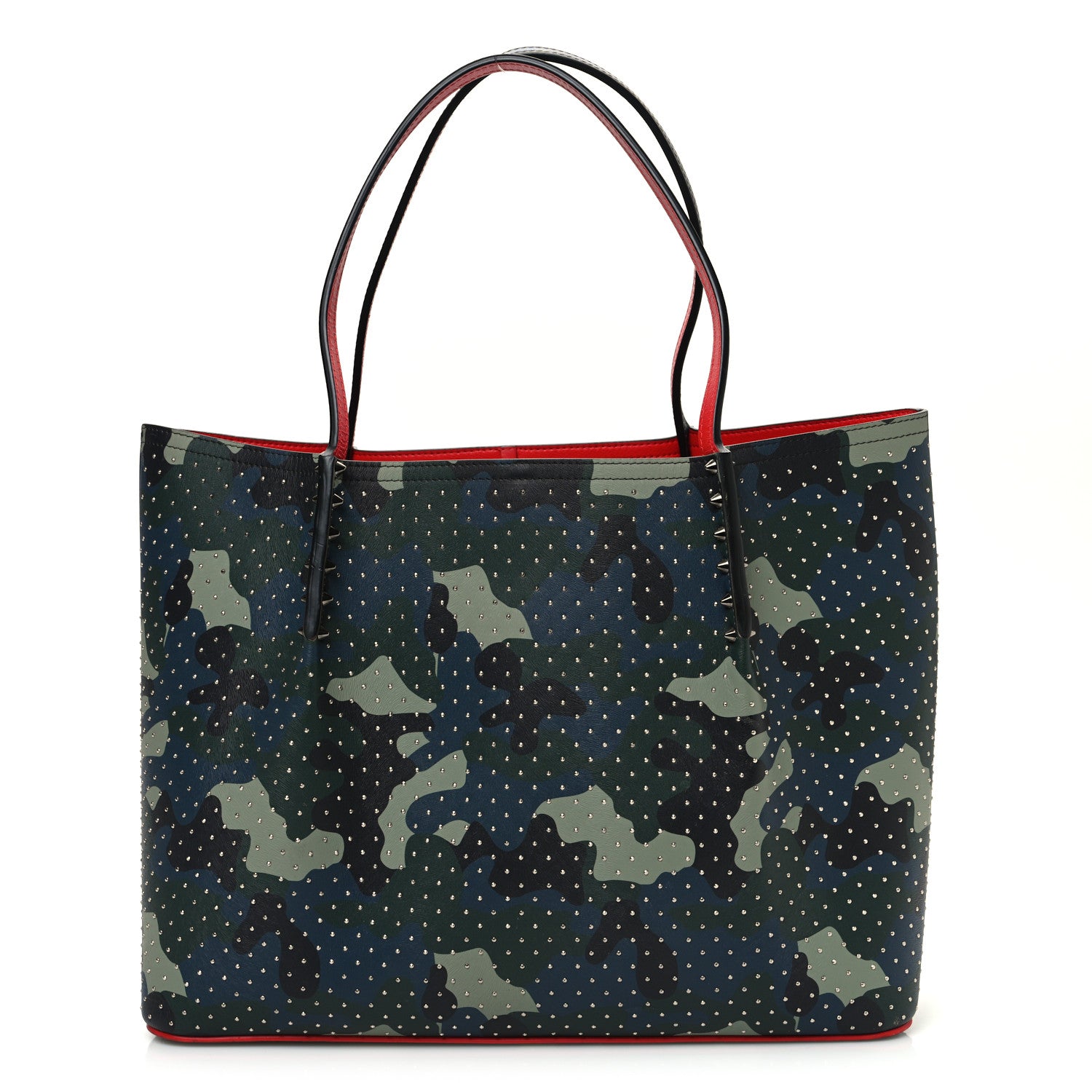 Christian Louboutin Calfskin Spiked Camouflage Large Cabarock Shopper Tote Multicolor 1 of 13