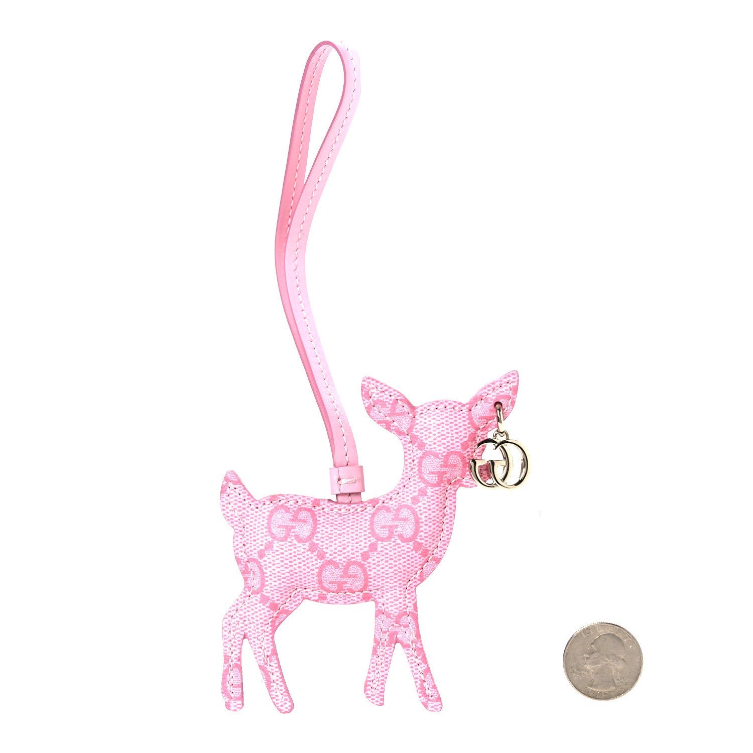 Gucci GG Supreme Monogram Deer Shaped Bag Charm Pink 2 of 3